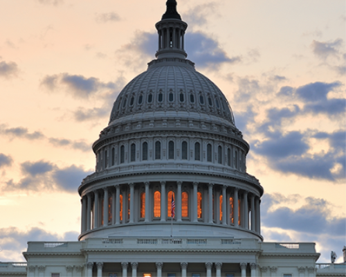 Cropped of capital building dome at dusk
